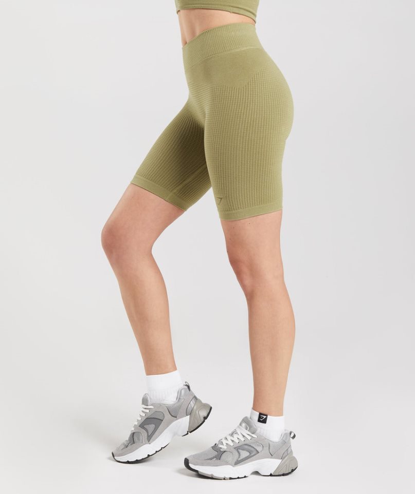 Szorty Gymshark Pause Seamless Cycling Damskie Oliwkowe | PL 321PJH